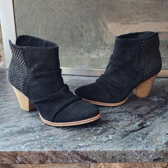 Splendid Black Suede Studded Country Western Booties Size 6.5M - Picture 4 of 16